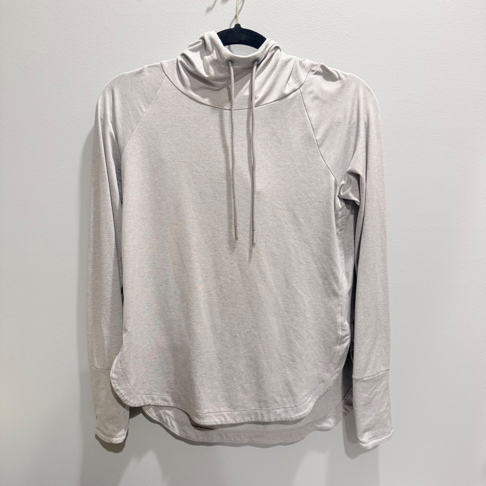 Athleta Womens Uptempo Hoodie Light Gray Heathered Funnel Neck Pullover XS
